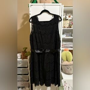 Xscape Black Lace Dress with Satin Bow.